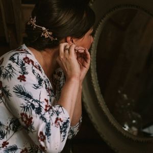 Gold and "pearl" and crystal hair clip